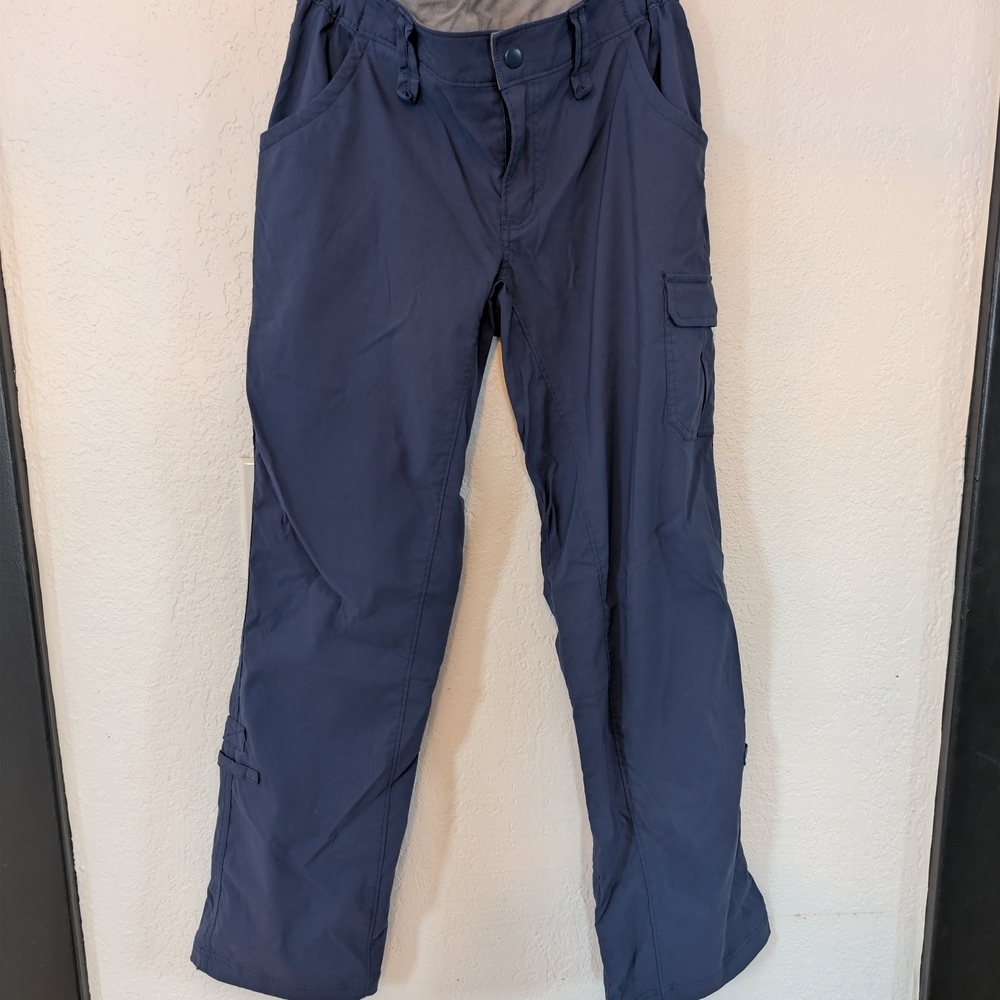 Duluth‎ Trading Company Women's Relaxed Fit Straight Cargo Pants Blue Workwear